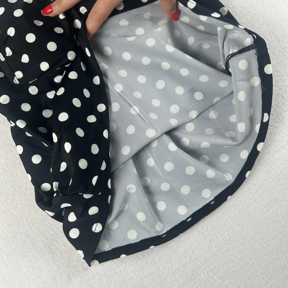 Motherhood Maternity Tankini Top Womens Small Black Polka Dot Swim Crossback